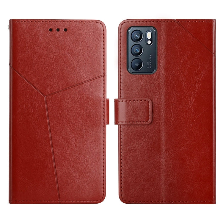 Custodia per telefono in pelle flip orizzontale con cuciture a Y, For OPPO Reno6 5G, For OPPO Reno6 Pro 5G, For OPPO Reno6 Pro+ 5G, For OPPO Realme 9i