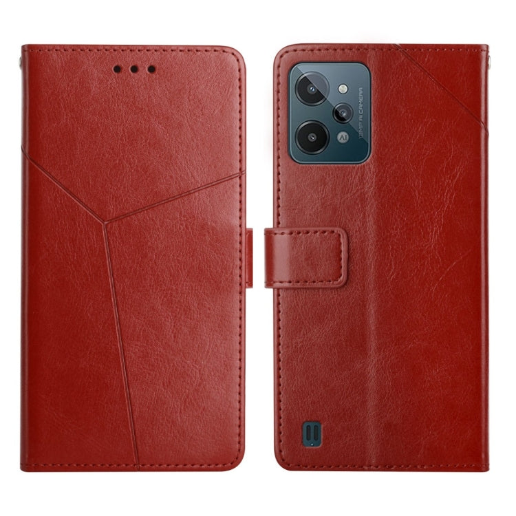Custodia per telefono in pelle flip orizzontale con cuciture a Y, For OPPO Realme C31, For OPPO Realme C35