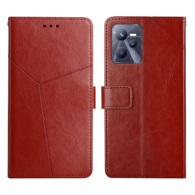 Custodia per telefono in pelle flip orizzontale con cuciture a Y, For OPPO Realme C31, For OPPO Realme C35