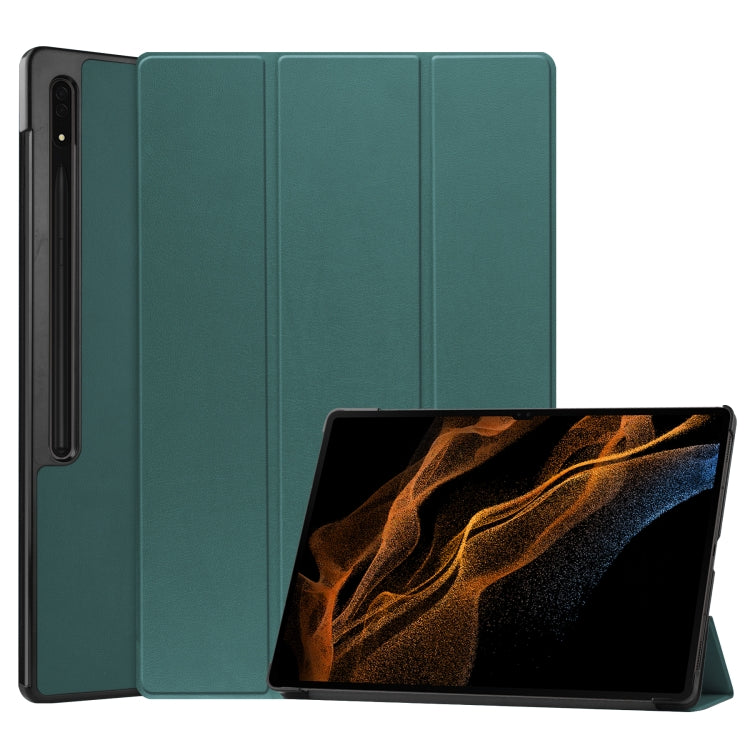 Custodia per tablet in pelle Custer Texture con supporto a tre pieghe, For Samsung Galaxy Tab S8 Ultra