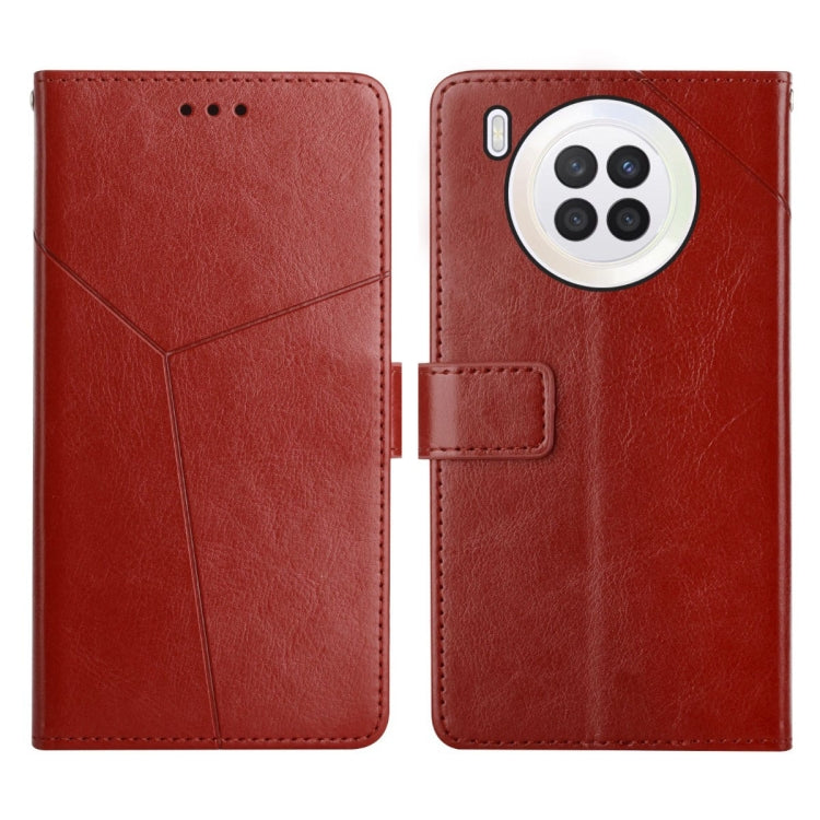 Custodia per telefono in pelle flip orizzontale con cuciture a Y, For 9X Lite, For Huawei nova 8i