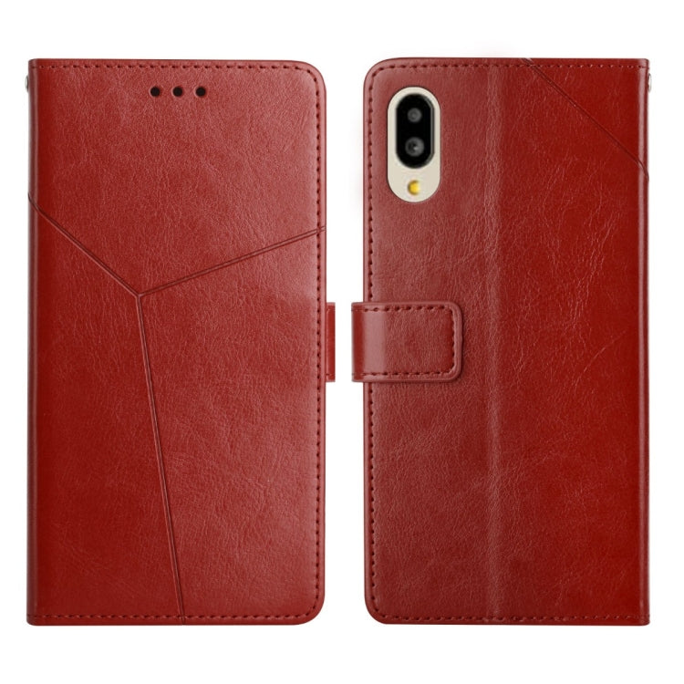 Custodia per telefono in pelle flip orizzontale con cuciture a Y, For Sharp Aquos / Simple Sumaho 6, For Sharp Aquos Wish SHG06, For Fujitsu Arrows F-52B, For Kyocera Android One S9