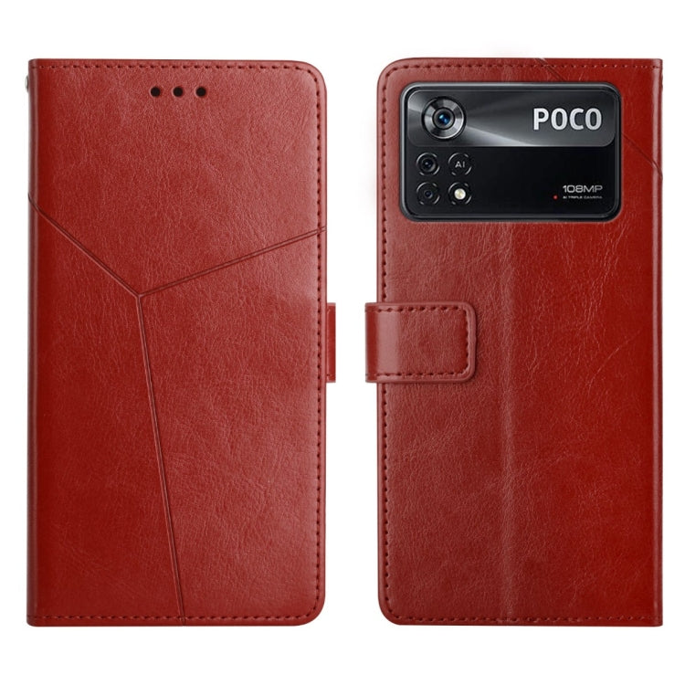 Custodia per telefono in pelle flip orizzontale con cuciture a Y, For Xiaomi Poco X4 Pro 5G, For Xiaomi Poco M4 Pro 5G