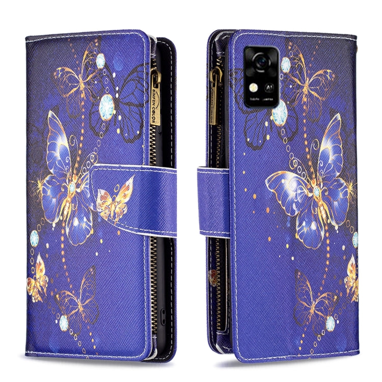 Custodia in pelle per telefono a conchiglia orizzontale con cerniera colorata, For ZTE Blade  A31