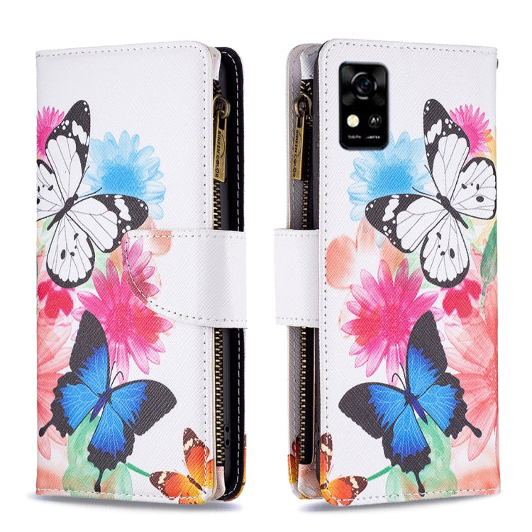 Custodia in pelle per telefono a conchiglia orizzontale con cerniera colorata, For ZTE Blade  A31
