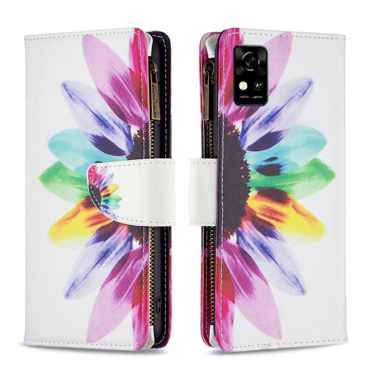 Custodia in pelle per telefono a conchiglia orizzontale con cerniera colorata, For ZTE Blade  A31
