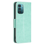 Custodia in pelle PU a vibrazione orizzontale con motivo a due farfalle in rilievo, For Nokia G11 / G21