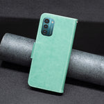 Custodia in pelle PU a vibrazione orizzontale con motivo a due farfalle in rilievo, For Nokia G11 / G21