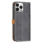 Custodia per telefono in pelle a doppia linea in tinta BF12, For iPhone 13 Pro Max