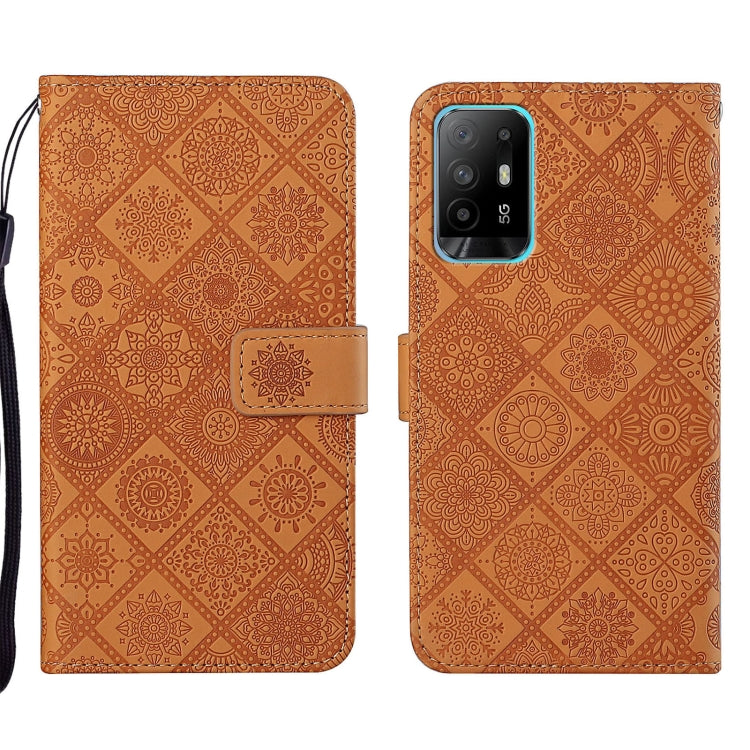 Custodia per cellulare in pelle con motivo goffrato stile etnico, For OPPO A16, For OPPO A94 5G, For OPPO Realme C20 / C21