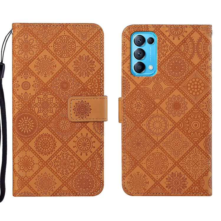Custodia per cellulare in pelle con motivo goffrato stile etnico, For OPPO Reno5 5G, For OPPO Reno5 Pro 5G, For OPPO Reno6 5G