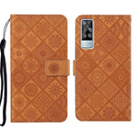 Custodia per cellulare in pelle con motivo goffrato stile etnico, For vivo Y51 2020, For vivo Y21