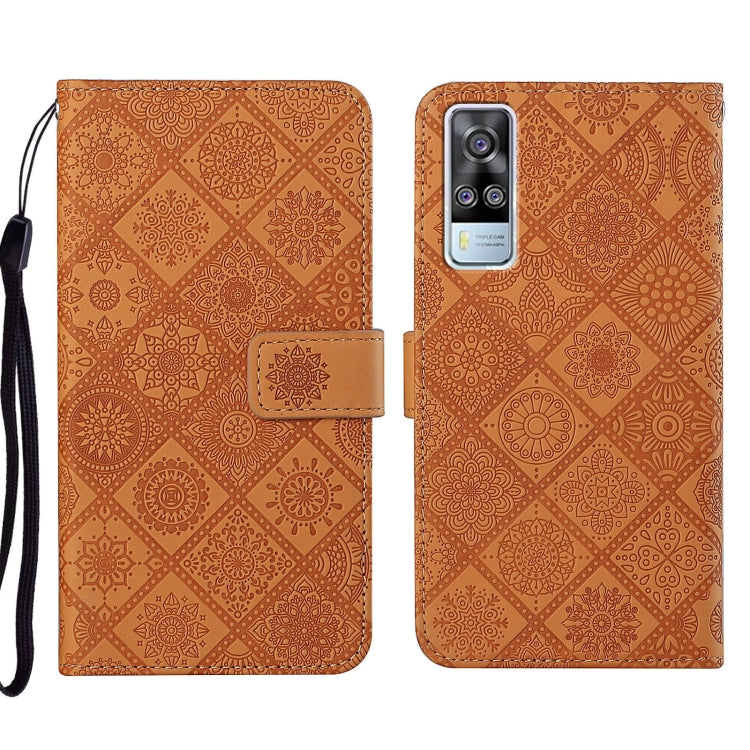Custodia per cellulare in pelle con motivo goffrato stile etnico, For vivo Y51 2020, For vivo Y21