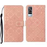 Custodia per cellulare in pelle con motivo goffrato stile etnico, For vivo Y51 2020, For vivo Y21