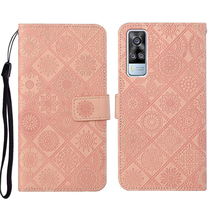 Custodia per cellulare in pelle con motivo goffrato stile etnico, For vivo Y51 2020, For vivo Y21