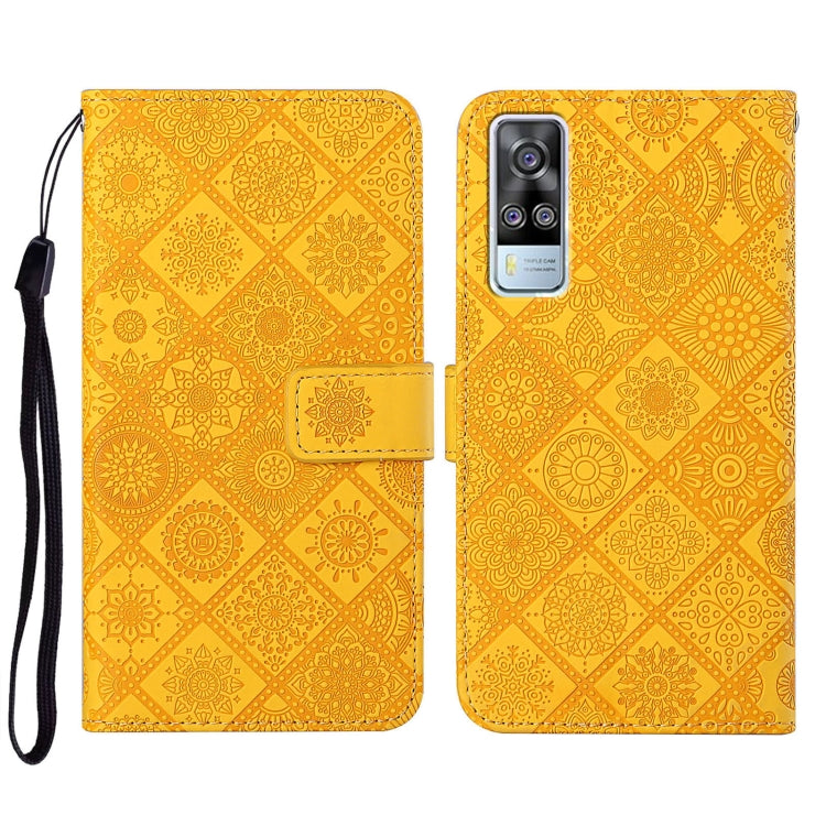 Custodia per cellulare in pelle con motivo goffrato stile etnico, For vivo Y51 2020, For vivo Y21