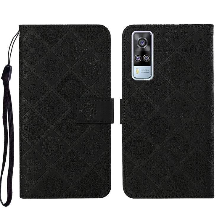 Custodia per cellulare in pelle con motivo goffrato stile etnico, For vivo Y51 2020, For vivo Y21