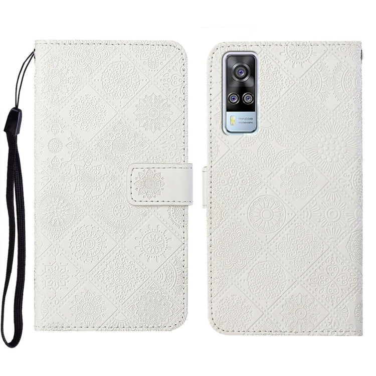 Custodia per cellulare in pelle con motivo goffrato stile etnico, For vivo Y51 2020, For vivo Y21