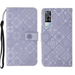 Custodia per cellulare in pelle con motivo goffrato stile etnico, For vivo Y51 2020, For vivo Y21