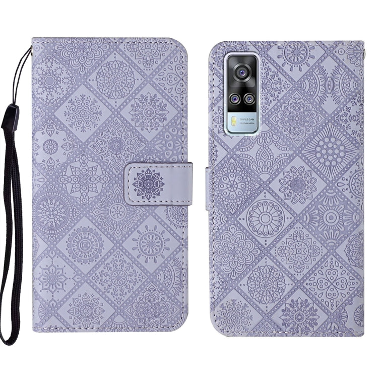 Custodia per cellulare in pelle con motivo goffrato stile etnico, For vivo Y51 2020, For vivo Y21