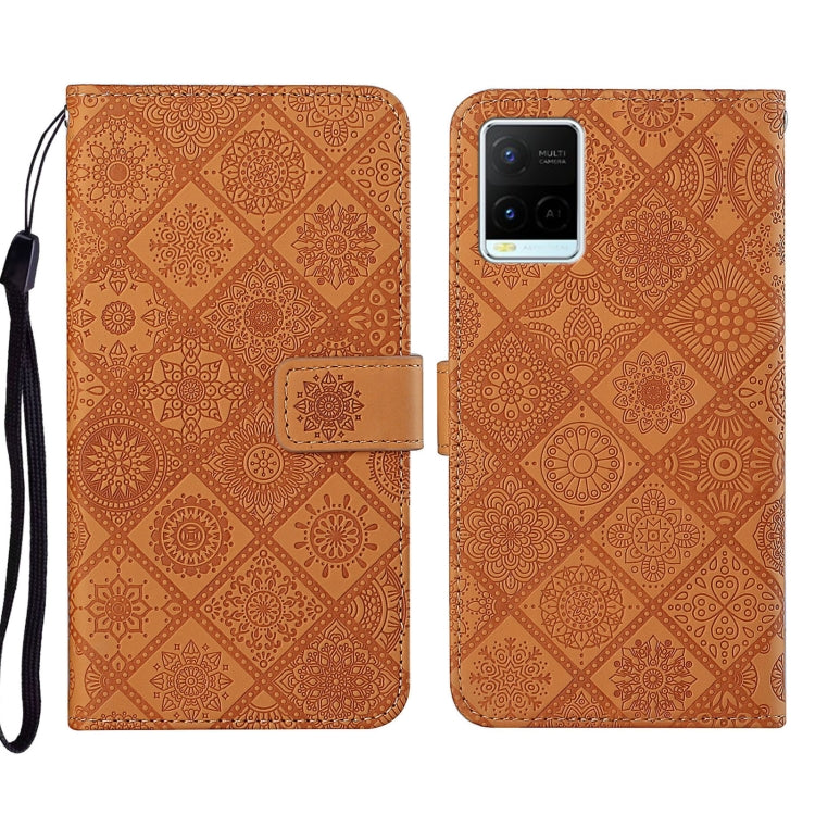 Custodia per cellulare in pelle con motivo goffrato stile etnico, For vivo Y51 2020, For vivo Y21