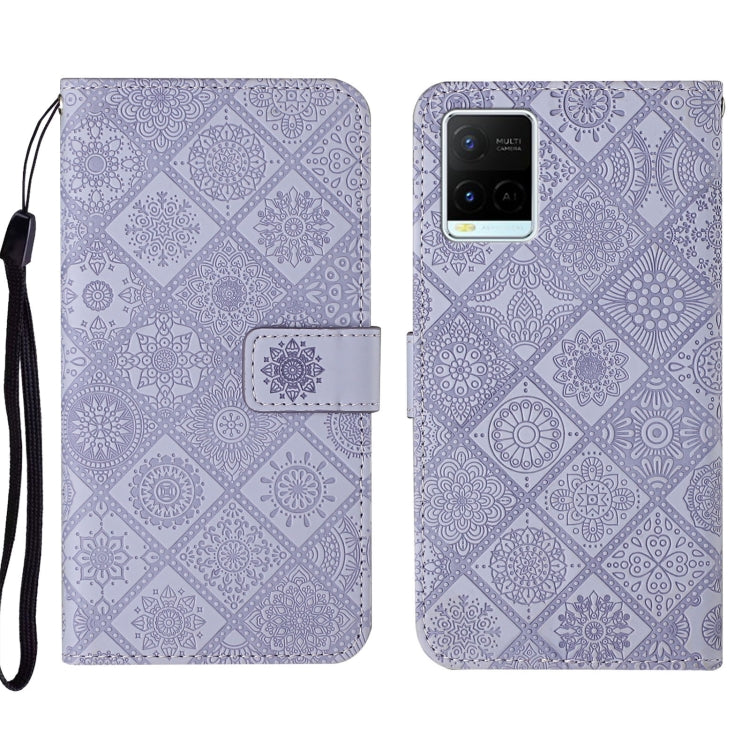 Custodia per cellulare in pelle con motivo goffrato stile etnico, For vivo Y51 2020, For vivo Y21