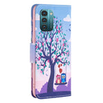 Custodia per telefono in pelle a vibrazione orizzontale con motivo a disegno colorato, For Nokia G11 / G21