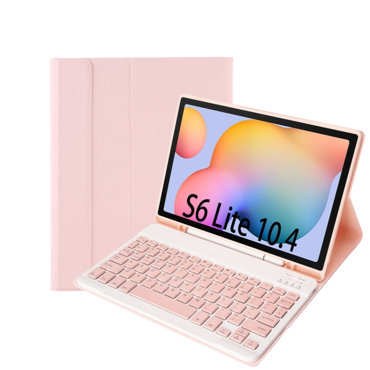 Custodia in pelle per tastiera Bluetooth color caramella A610B con slot per penna, For Samsung Galaxy Tab S6 Lite