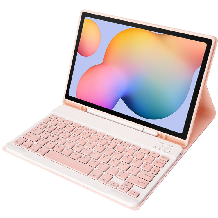 Custodia in pelle per tastiera Bluetooth color caramella A610B con slot per penna, For Samsung Galaxy Tab S6 Lite
