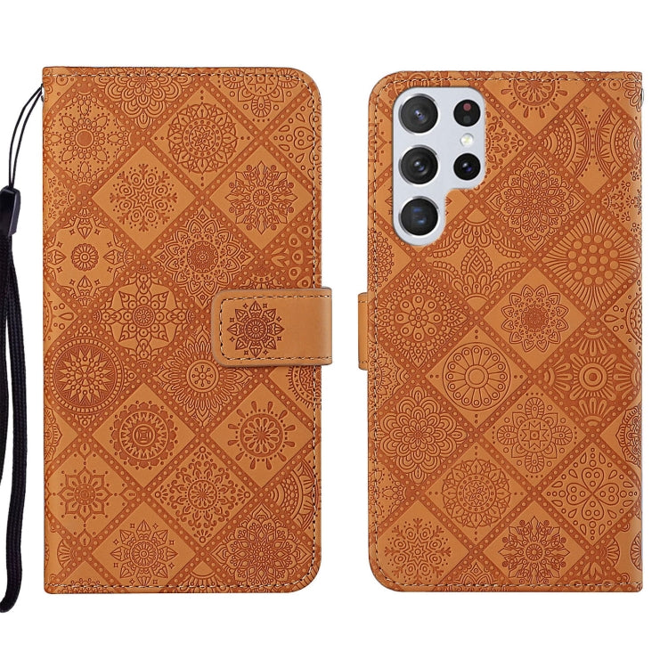 Custodia per cellulare in pelle con motivo goffrato stile etnico, For Samsung Galaxy A73 5G, For Samsung Galaxy S22+ 5G, For Samsung Galaxy S22 Ultra 5G