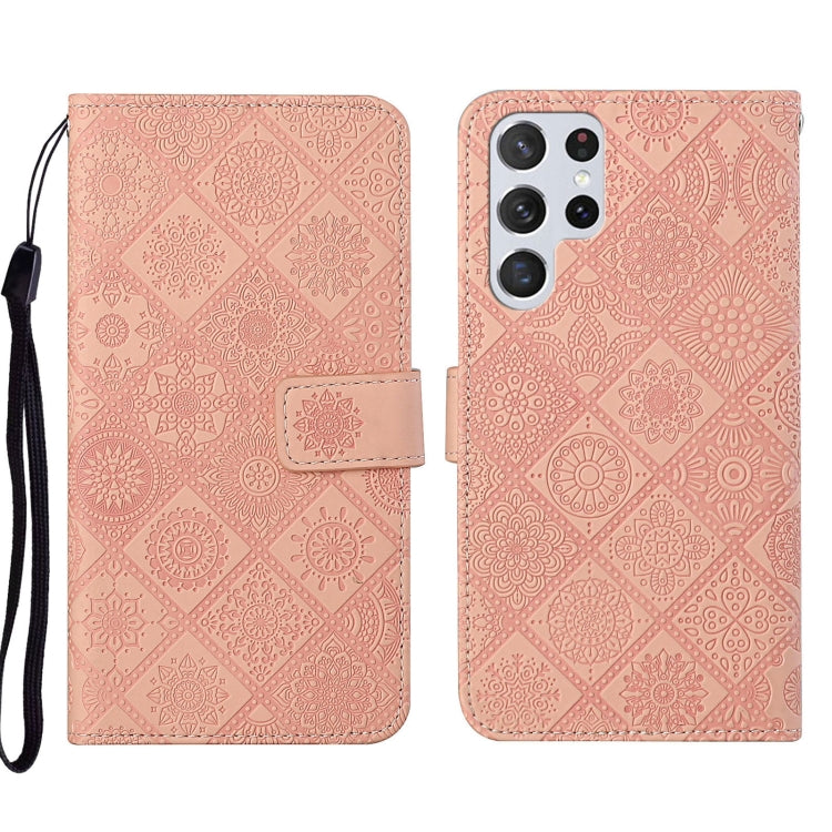 Custodia per cellulare in pelle con motivo goffrato stile etnico, For Samsung Galaxy A73 5G, For Samsung Galaxy S22+ 5G, For Samsung Galaxy S22 Ultra 5G