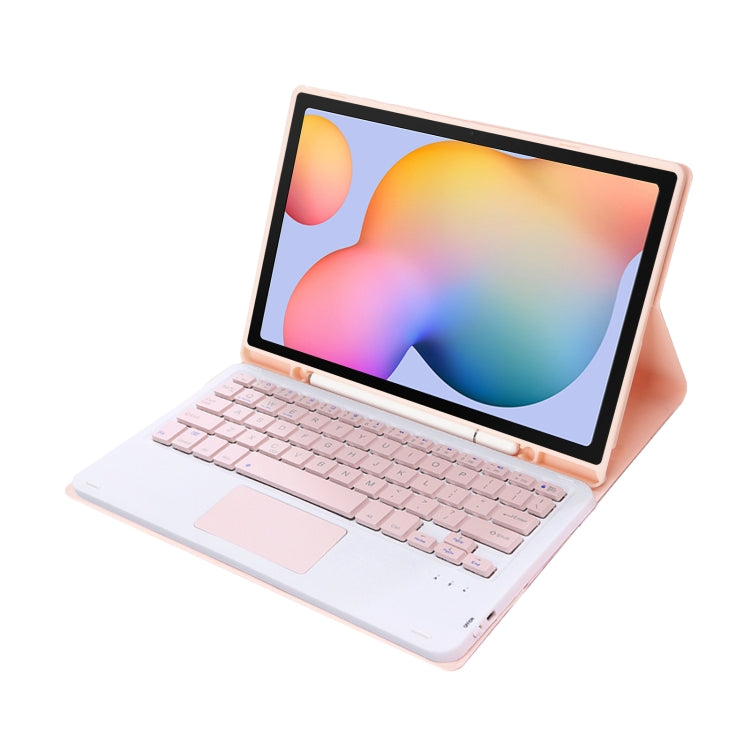 Custodia in pelle per tastiera Bluetooth color caramella A610B-A con slot per penna e touchpad, For Samsung Galaxy Tab S6 Lite