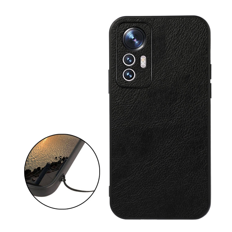 Custodia per telefono in PU con texture Litchi a due colori con foro accurato, For Xiaomi Mi 12 Lite