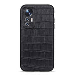 Custodia per telefono in vera pelle con trama in coccodrillo a foro fine, For Xiaomi Mi 12 Lite