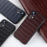 Custodia per telefono in vera pelle con trama in coccodrillo a foro fine, For Xiaomi Mi 12 Lite