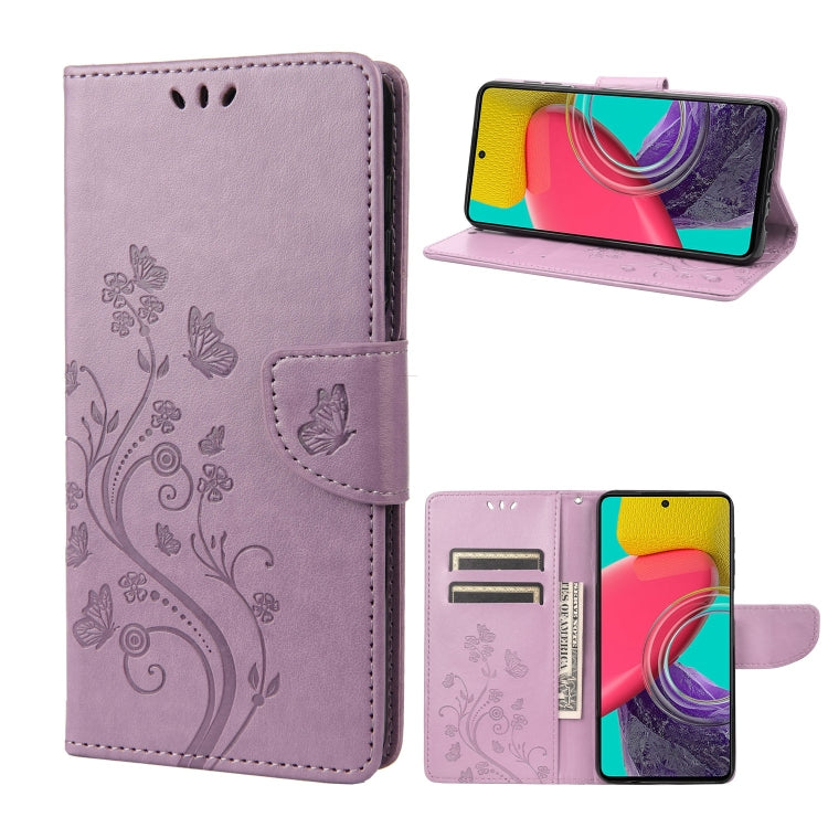 Custodia per cellulare in pelle con motivo floreale a farfalla, For Samsung Galaxy M53 5G