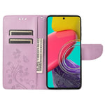 Custodia per cellulare in pelle con motivo floreale a farfalla, For Samsung Galaxy M53 5G