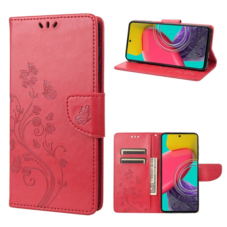 Custodia per cellulare in pelle con motivo floreale a farfalla, For Samsung Galaxy M53 5G