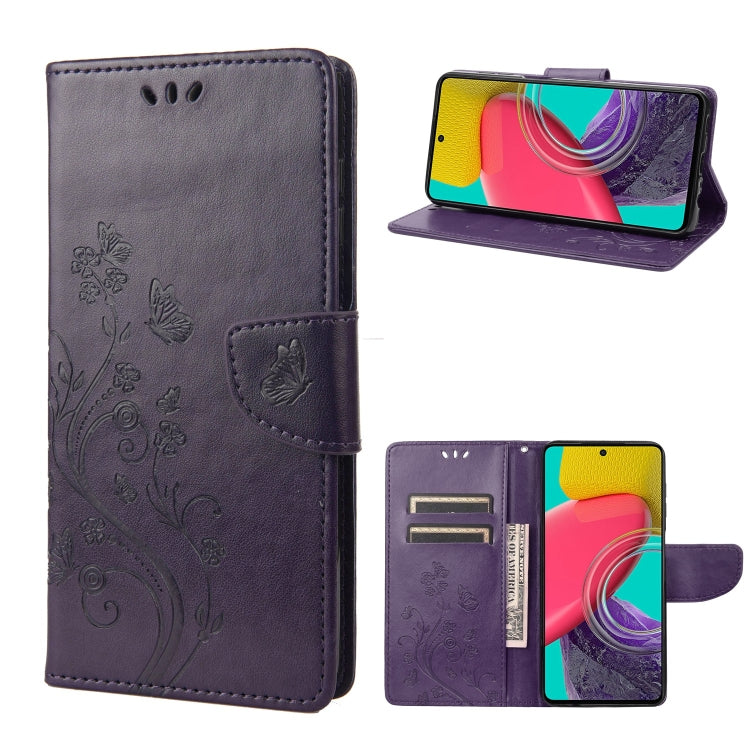 Custodia per cellulare in pelle con motivo floreale a farfalla, For Samsung Galaxy M53 5G