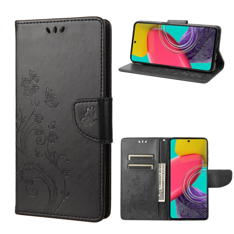 Custodia per cellulare in pelle con motivo floreale a farfalla, For Samsung Galaxy M53 5G