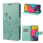 Custodia per cellulare in pelle con motivo floreale a farfalla, For Samsung Galaxy M53 5G