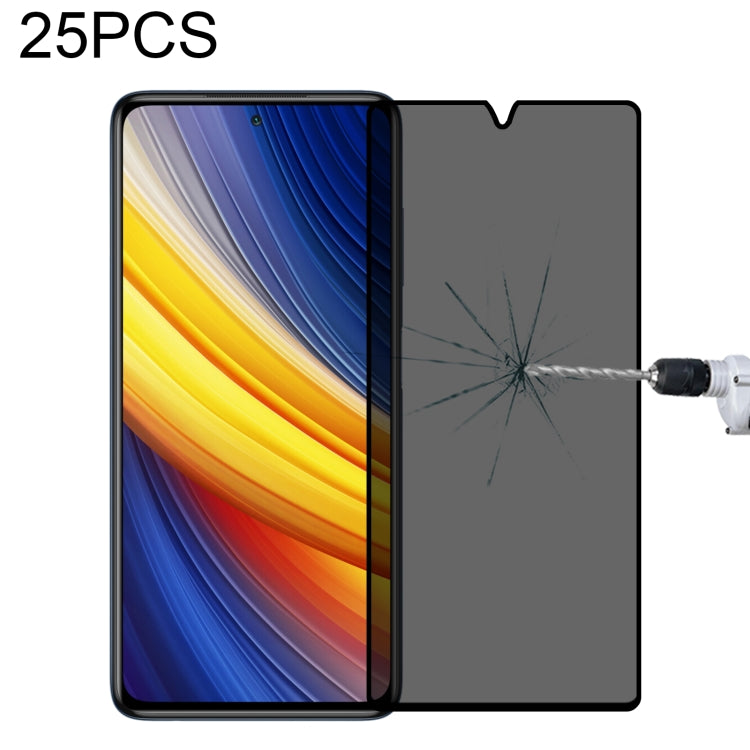 Pellicola in vetro temperato anti-peeping a copertura totale da 25 pezzi, For Xiaomi Redmi Note 10 Pro(25 PCS), For Xiaomi Poco X3 Pro(25 PCS), For Xiaomi Poco F3(25 PCS), For Xiaomi Poco M3 Pro(25 PCS), For Xiaomi Poco F3 GT(25 PCS)                   ...