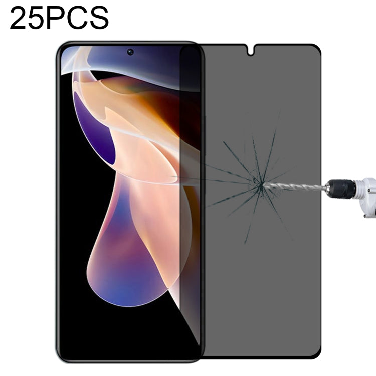 Pellicola in vetro temperato anti-peeping a copertura totale da 25 pezzi, For Xiaomi Redmi Note 10 Pro(25 PCS), For Xiaomi Poco X3 Pro(25 PCS), For Xiaomi Poco F3(25 PCS), For Xiaomi Poco M3 Pro(25 PCS), For Xiaomi Poco F3 GT(25 PCS)                   ...