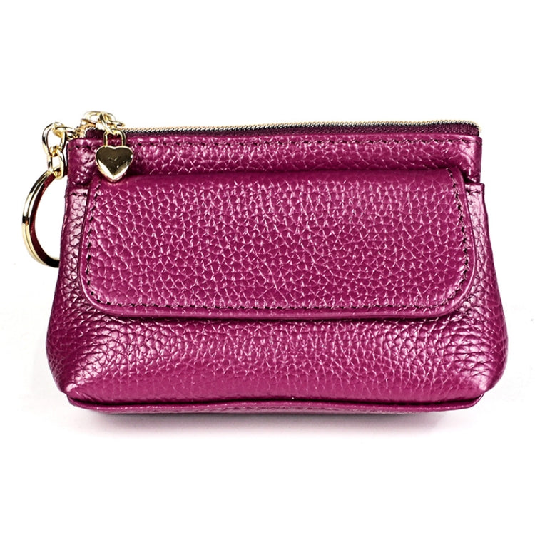Portafoglio piccolo da donna in pelle bovina con texture Litchi