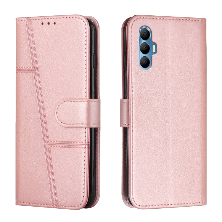 Custodia per telefono in pelle con fibbia in pelle di vitello cucita, For Tecno Spark 8 Pro, For Tecno Spark Go 2022 / Spark 8C, For Infinix Smart 6