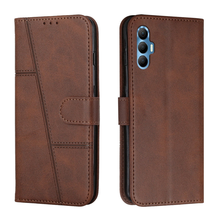 Custodia per telefono in pelle con fibbia in pelle di vitello cucita, For Tecno Spark 8 Pro, For Tecno Spark Go 2022 / Spark 8C, For Infinix Smart 6