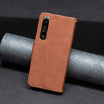Custodia per telefono in pelle con trama in pelle di agnello, For Sony Xperia 1 III, For Sony Xperia 5 III, For Sony Xperia 10 III