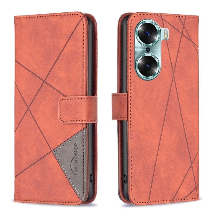 Custodia per cellulare in pelle a vibrazione orizzontale con fibbia magnetica a rombo, For Honor 60, For Honor 60 Pro
