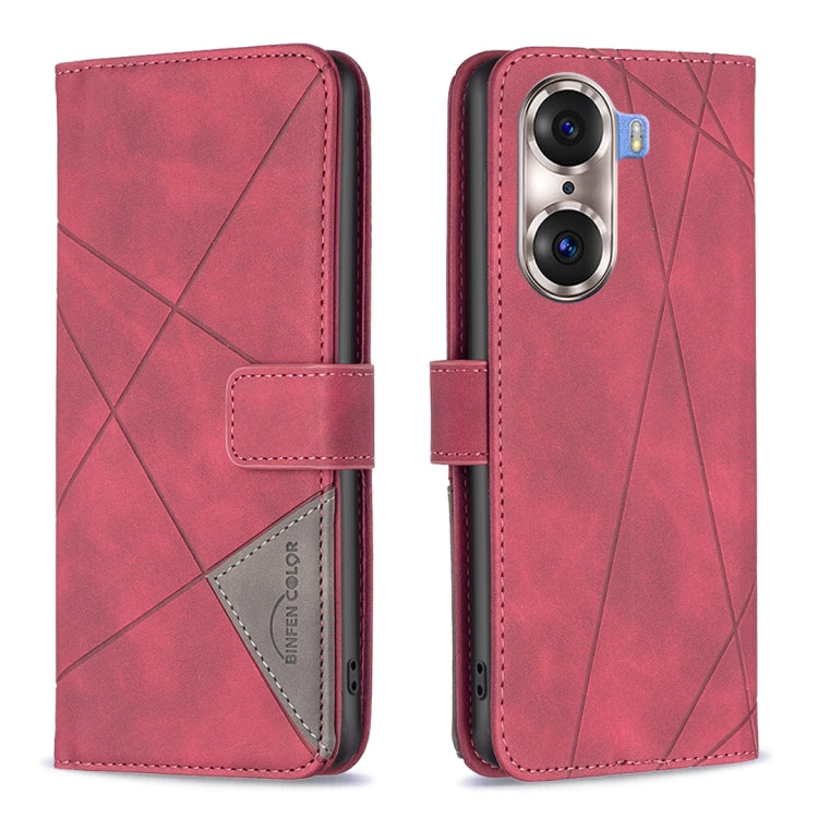 Custodia per cellulare in pelle a vibrazione orizzontale con fibbia magnetica a rombo, For Honor 60, For Honor 60 Pro