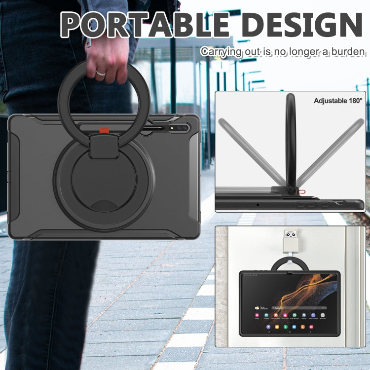 Impugnatura con impugnatura a rotazione 360 TPU + custodia per tablet PC, For Samsung Galaxy Tab S10 Ultra / S9 Ultra /  S8 Ultra